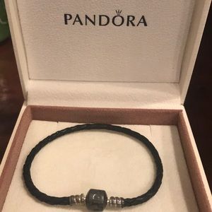 PANDORA BLACK LEATHER BRACELET